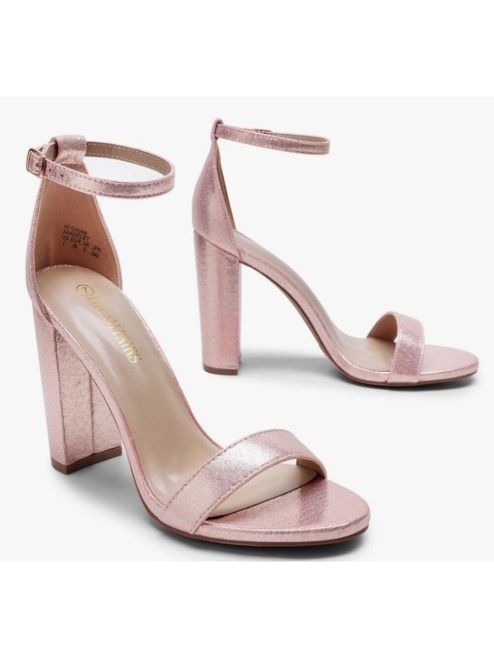 DREAM PAIRS Women’s Hi-Chunk High Heel Pump Sandals ~ Size 8.5 ~ Champagne/Pearl